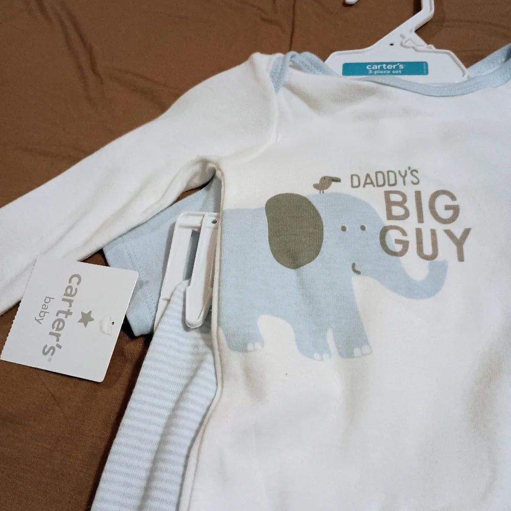 NWT Carters 3pc Elephant Baby‎ Boy Set